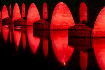 Foto op Plexiglas meric bridge night exposure, Edirne, Turkey © kenan