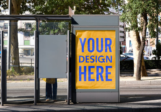 Mockup of customizable advertisement on bus stop