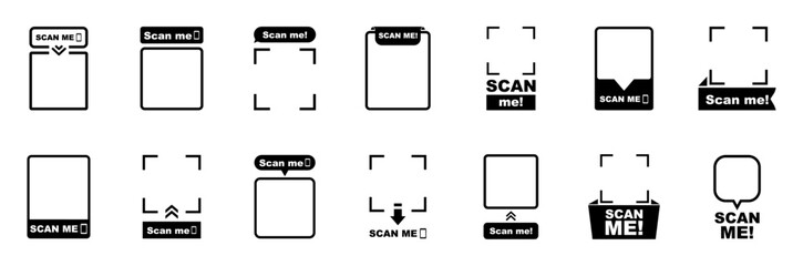 QR codes for smartphone. QR code with inscription scan me with smartphone. Scan me icon. Scan qr code icon for payment, mobile app and identification. Vector illustration.