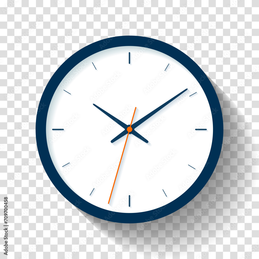 Poster clock icon in flat style, timer on transparent background. business watch. vector design element for