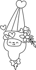 Valentine's Gnomes Cute hand drawn cartoon. cute leaves flowers