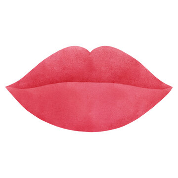 red lips kissing mouth watercolor clip art