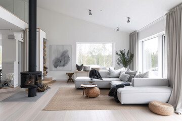 Scandinavian style living room home interior design