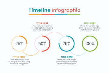 Timeline business infographic design template for presentations. Business concept with 4 steps and vector illustration.
