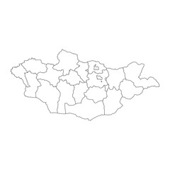 Mongolia map with administrative divisions. Vector illustration.
