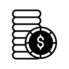 Dollar Coins solid glyph icon