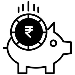 Rupees piggy solid glyph icon