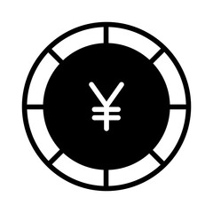 Yen coin solid glyph icon