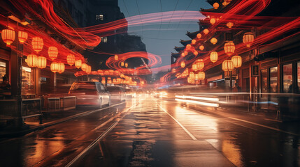 Chinese new year lanterns in china street