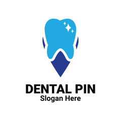 Dental Health Care Clinic Location Logo With Tooth and pinpoint icon sign symbol. Geo Tag Teeth map Locator illustration vector element.