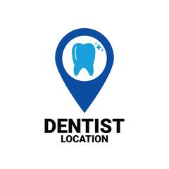 Dental Health Care Clinic Location Logo With Tooth and pinpoint icon sign symbol. Geo Tag Teeth map Locator illustration vector element.