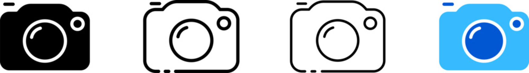 Camera icons set. Different styles, set of camera icons. Vector icons