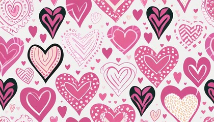 seamless pattern doodle hearts trendy print for packaging design fabric textiles covers stickers sublimations valentine s day love wedding illustration