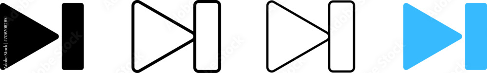 Poster rewind right button. different styles, set of rewind right buttons. vector icons