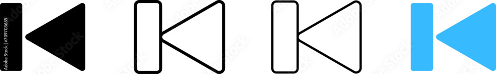 Poster rewind left icons. different styles, a set of buttons for the player, rewind to the left icons. vect
