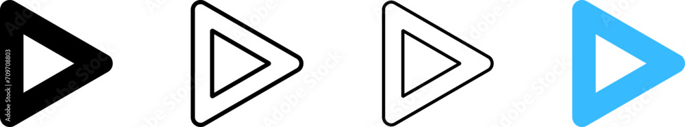 Aufkleber play set buttons. different styles, set of play buttons for design. vector icons