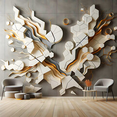 Modern And Creative Abstract 3D Cracked Wall Background For Interior Home Wallpaper Background- Generative AI