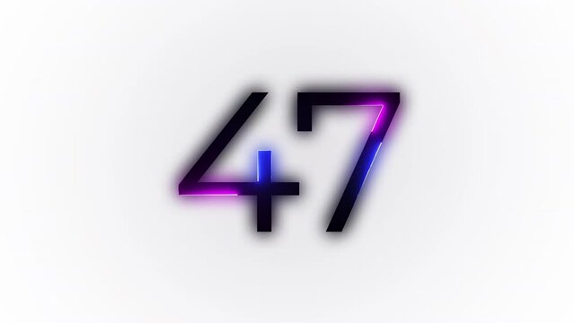 Neon number 47 with alpha channel, neon number forty seven