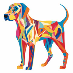 AI generated illustration of a colorful dog in a vibrant artistic style
