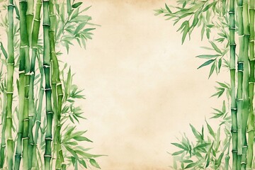 bamboo aged paper featuring watercolor green bamboo framework, botanical accents, note paper, designs for invitations, cards, greetings, and celebrations