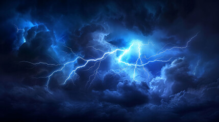 Thunderstorm in dark sky background.  - obrazy, fototapety, plakaty