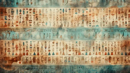 Foto op Canvas Weathered ancient egyptian hieroglyph background. © erika8213