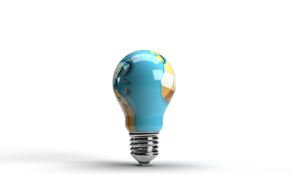 Lamp light bulb map earth world planet circle round white background dicut object icon symbol earth hour technology ecology energy power save idea nature solution sustainable innovation resource time