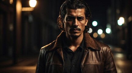 portrait of a man in the dark street