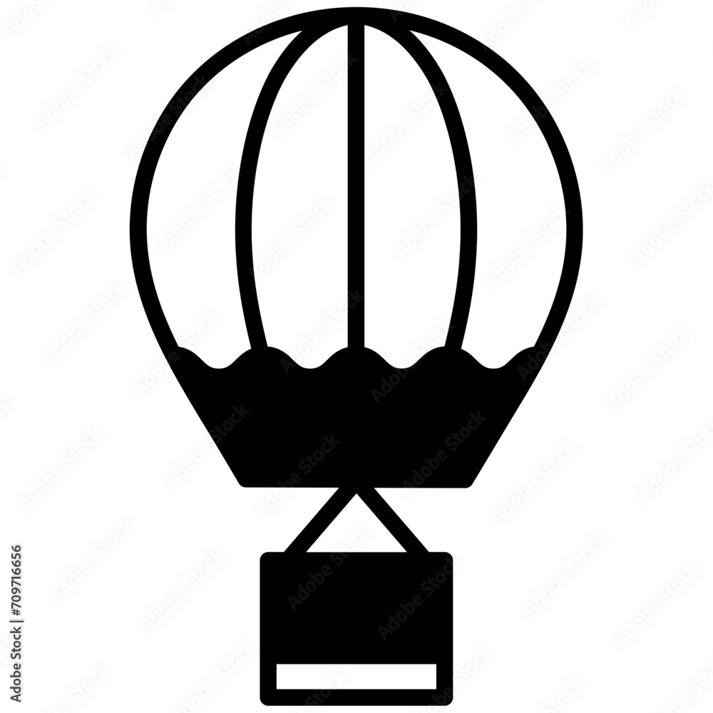 Sticker air balloon solid glyph icon