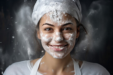 Generative ai image of a beautiful young chef in the kitchen