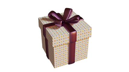White colorful gift box with ribbon transparent