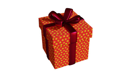 Red gift box with ribbon transparent