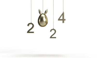 rabbit ear bunny easter egg golden metal yellow orange colour line decoration ornament symbol spring time happy easter day egg food paint april cute happy hunt object 2024 time calendar happy new year