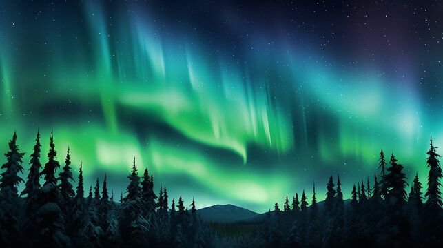 a mesmerizing view of the Northern Lights dancing in the Canadian sky, creating a magical and captivating image for a Canada Day 2024 greeting card