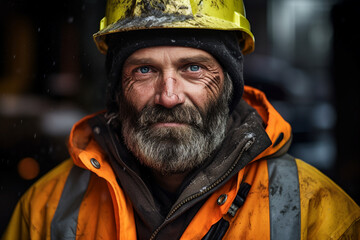 Fototapeta premium Generative AI picture of dustman who keeps streets clean and takes away trash city service