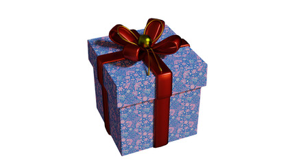 Blue decor gift box with ribbon transparent