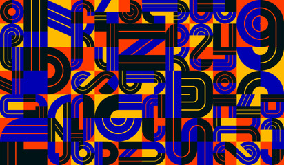 Seamless geometric pattern vector, abstract background design with colorful elements taken from letters typography.