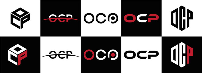 OCP logo. O C P design. White OCP letter. OCP, O C P letter logo design. Initial letter OCP linked circle uppercase monogram logo. O C P letter logo vector design. OCP letter logo design five style.	
