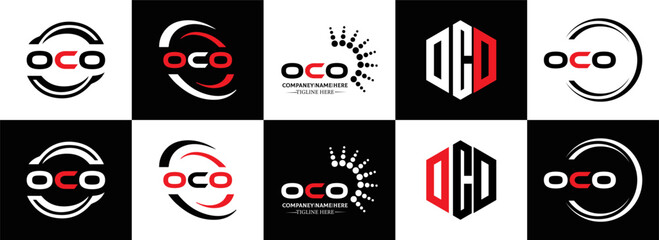 OCO logo. O C O design. White OCO letter. OCO, O C O letter logo design. Initial letter OCO linked circle uppercase monogram logo. O C O letter logo vector design. OCO letter logo design five style.	
