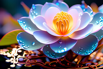 lotus flower on black generative AI 