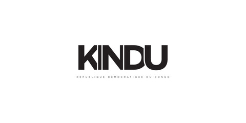 Kindu in the Congo emblem. The design features a geometric style, vector illustration with bold typography in a modern font. The graphic slogan lettering.