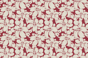 Floral pattern seamless vector background. Foliage and flower wallpaper design of nature.