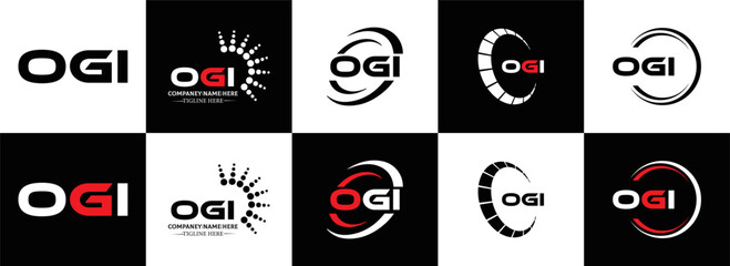 OGI logo. O G I design. White OGI letter. OGI, O G I letter logo design. Initial letter OGI linked circle uppercase monogram logo. O G I letter logo vector design. OGI letter logo design five style.	
