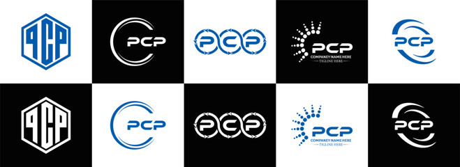PCP logo. P C P design. White PCP letter. PCP, P C P letter logo design. Initial letter PCP linked circle uppercase monogram logo. P C P letter logo vector design. PCP letter logo design five style.	

