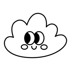 Kawaii Blue cloud cartoon line icon.