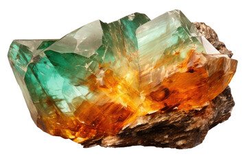 Mint Green Amber and Brown Stone Isolated On Transparent Background
