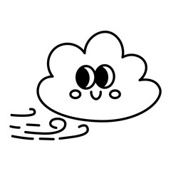 Kawaii Wind cloud cartoon line icon.