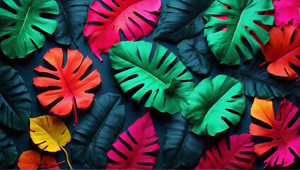 Background of colorful tropical leaves