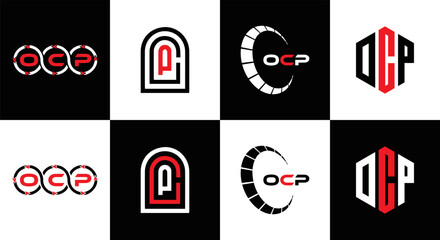 OCP logo. O C P design. White OCP letter. OCP, O C P letter logo design. Initial letter OCP linked circle uppercase monogram logo. O C P letter logo vector design. OCP letter logo design five style.	
