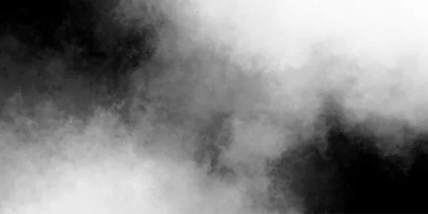 Fotobehang black white mist or smog smoke swirls lens flare.liquid smoke rising isolated cloud design element fog effect.gray rain cloud.smoke exploding backdrop design realistic illustration. © vector queen